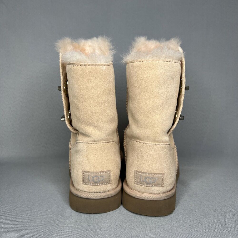 Womens UGG Boots Sz 8 Turn Lock Suede Wool Pinkish Tan Blush Amber #1094933 Boho - Picture 8 of 16